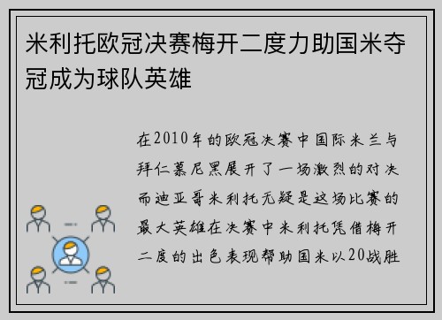 米利托欧冠决赛梅开二度力助国米夺冠成为球队英雄